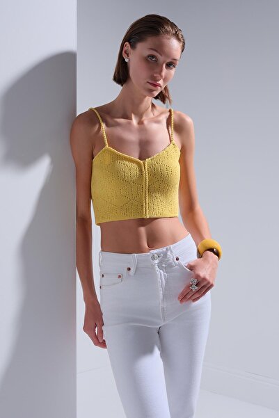 JOIN US İp Askılı Sarı Crop Top
