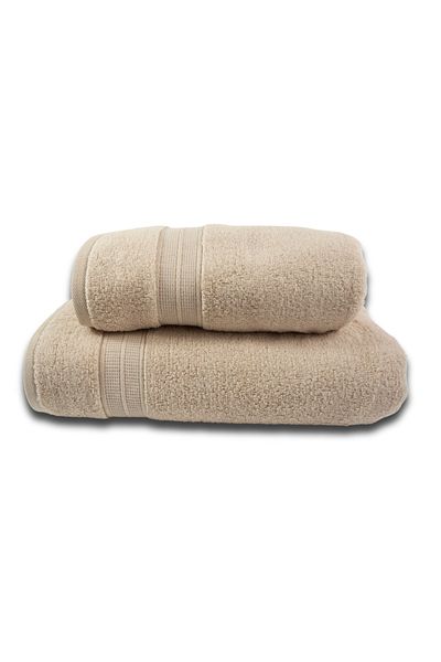 Class Home Collection Set of 2 absorbent towels, 100% MicroCotton, 430 gsm density, 50x100 cm + 70x140 cm, Nicander, Ecru