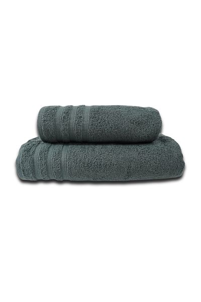 Class Home Collection Set of 2 absorbent towels, 100% Cotton, 580 gsm density, 50x100 cm + 70x140 cm, Lamia, Anthracite