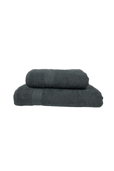 Class Home Collection Set of 2 absorbent towels, 100% Cotton, 480 gsm density, 50x100cm + 70x140 cm, Theodorus, Anthracite