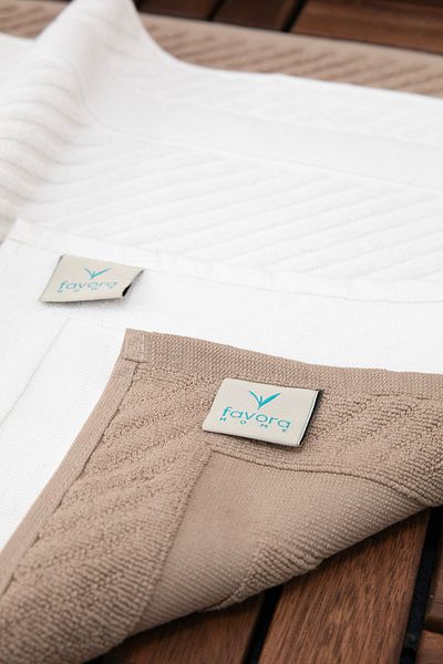 FAVORA Leoline 100% Cotton Premium Πετσέτα ποδιών 2 τεμαχίων - Καφέ - Λευκό