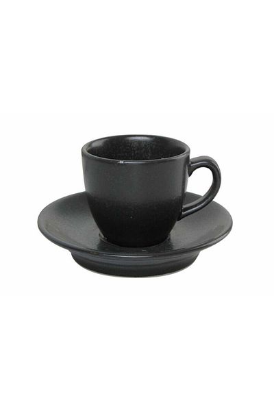 Porland Coffee Cup with Black Plate - 80 Cc