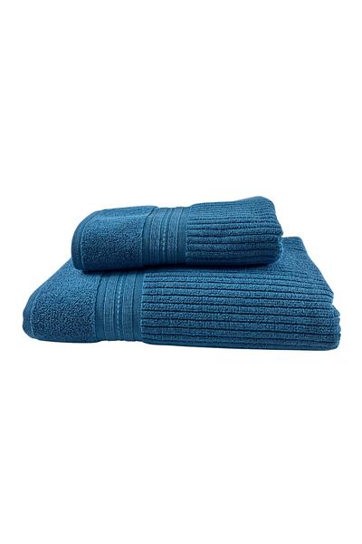 Class Home Collection Set of 2 highly absorbent towels, 100% Cotton Jacquard, 520 gsm, 50x100cm + 70x140cm, Erasmos,Petrol