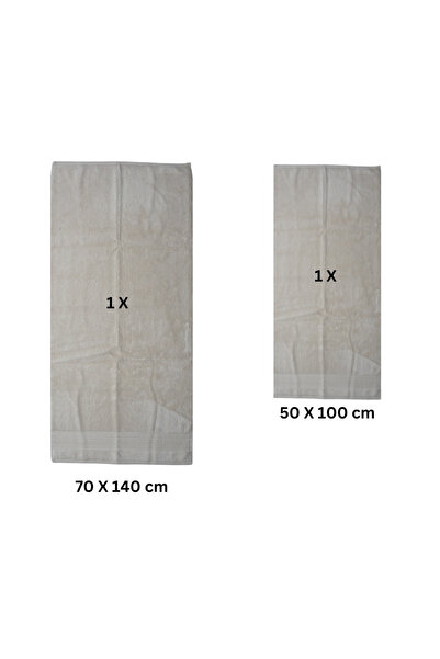 Class Home Collection Set of 2 absorbent towels, 100% MicroCotton Jacquard, 580 gsm, 50x100 cm + 70x140 cm, Seneca, Ecru