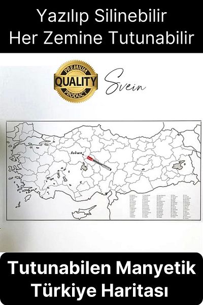 Svein Μεγάλο μέγεθος Επιτοίχιο Εγγράψιμο Αυτοκόλλητο - Χάρτης Τουρκίας, Διαφανές Μαγνητικό
