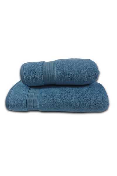 Class Home Collection Set 2 prosoape foarte absorbante, 100% microbumbac, 430 GSM, 50x100 cm + 70x140 cm, Nicander, Albastru
