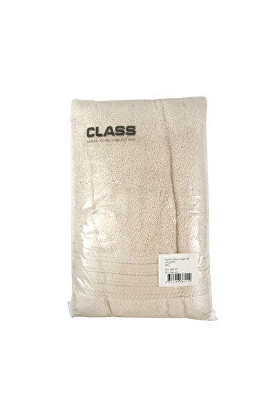 Class Home Collection Set of 2 absorbent towels, 100% MicroCotton Jacquard, 580 gsm, 50x100 cm + 70x140 cm, Seneca, Ecru
