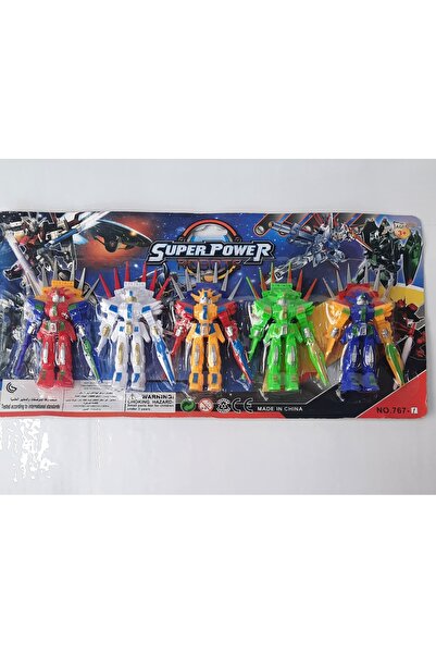 TOYSTAR Kartelali 5'li Robotlar Rengarenk Figür 12 cm