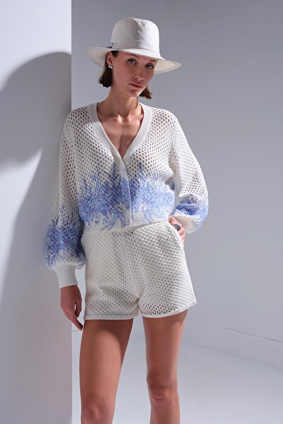 JOIN US Cep Detaylı Ajurlu Ekru Şort