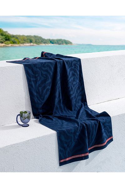 Madame Coco Saber Strandtuch, 100 % Baumwolle, Marineblau, 70 x 150 cm