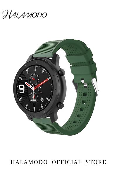 HALAMODO Smart Watch Straps Compatible with Amazfit GTR Replacement Silicone Watch Bands Soft Solid Color Spo