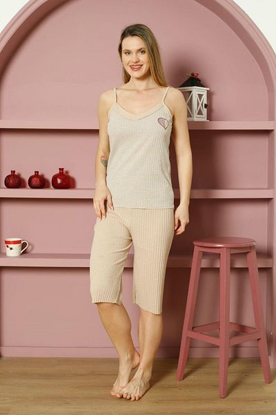 DPARİS Striped Capri Pajama Set