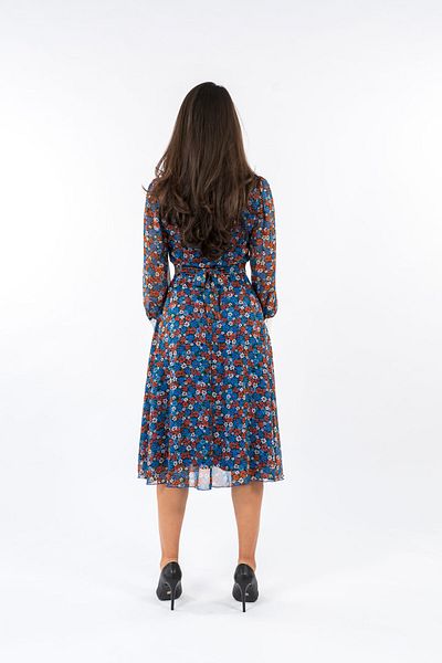 Gorgeaux Rochie Albastra Cu Imprimeu Floral Nada - 5xl(50)