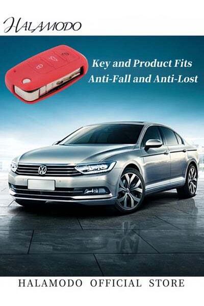 HALAMODO Car Key Cover Case Silicone Protective Key Cover Remote Flip Key FOB Case Cover with 3 Button Key Sh