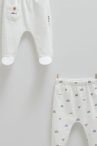 Caramell 0-9 Months Baby Girl Pants 100% Cotton Ecru Color