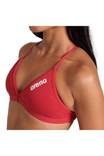 ARENA Team Swim Top Tie Back Solid Kadın Kırmızı Yüzücü Bikini Üstü 004768450