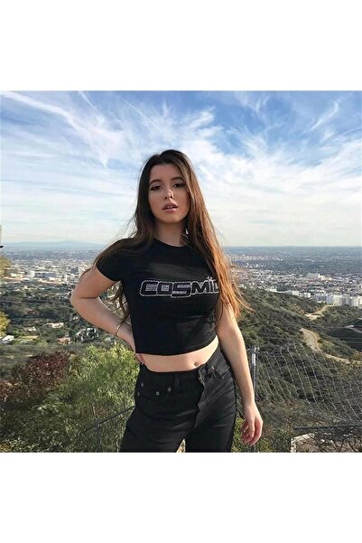 Trendiz Kadın Cosmic Crop Siyah