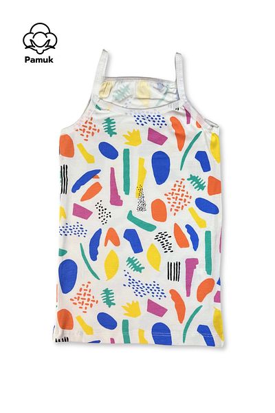 MK Mukko Kids Girl's Cotton 3'Li Undershirt Set Colorful and Patterned Underwear