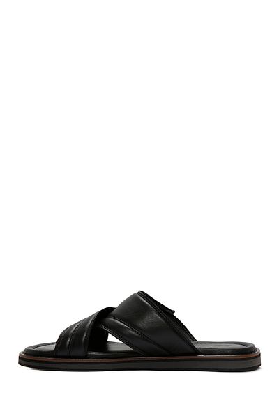 Derimod Casual Men's Leather Slippers - Black Banded, 24sfd625718