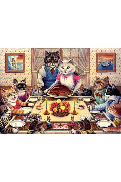 Art Puzzle Kedi Ailesi Ziyafette 260 Parça Puzzle