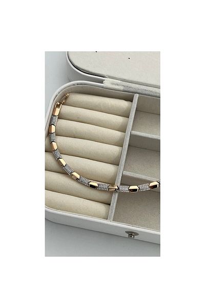 ParlaTakıAksesuar Vip Steel Shiny Plate Design Bracelet Gold Rose Color