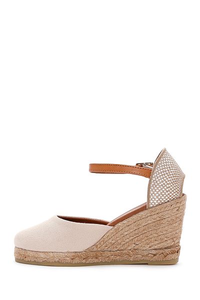 Derimod Beige Wedge Heeled Espadrille - Women's, Ankle Strap 24sfd20556f