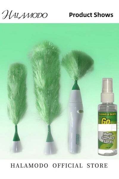 HALAMODO Electric Duster Set of 3PCS Plush Brush Head & 1 PC Electric Handle Multi-Function Automatic Electro