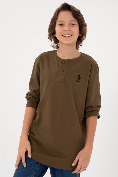 U.S. Polo Assn. Boy's Khaki Basic Sweatshirt 50297420 -Vr027