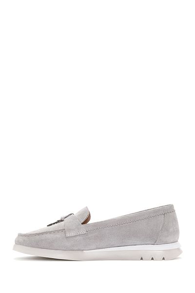 Derimod Loafer de damă din piele de căprioară gri - Comfort 24sfd 152610