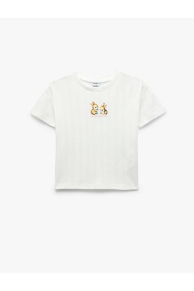 Koton Cotton Rabbit Printed Crew Neck Short Sleeve T-Shirt