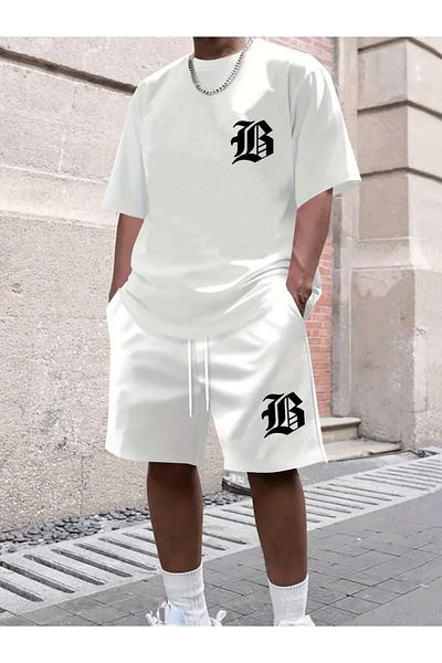 npLStore Unisex Large Size Printed T-Shirt and Shorts Bottom Top Set