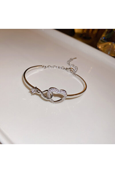 Choice Silver color Peach Heart Love Bracelet Women's Fashion Temperament Zir...