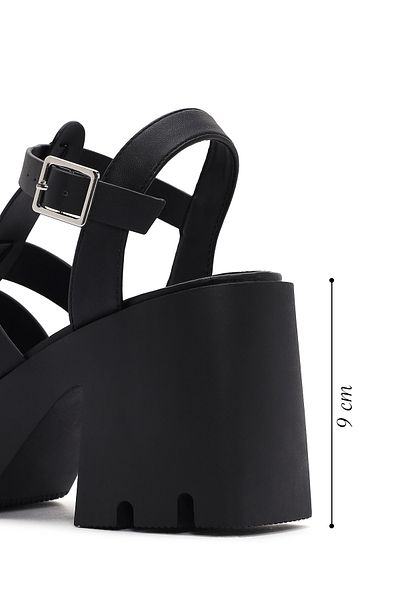 Derimod Black Platform Heeled Sandals - Ankle Strap, Women's, 24SFE494418