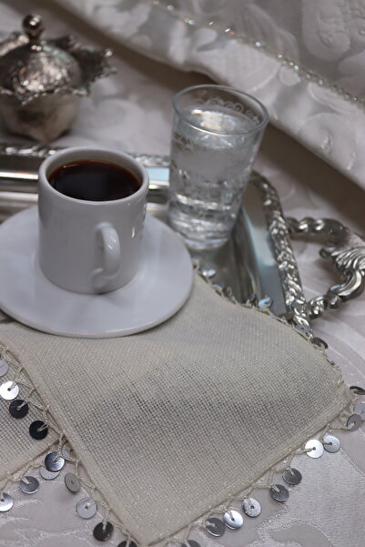 vipceyiz Srebrne četvrtaste koktel salvete sa šljokicama, set od 3 komada