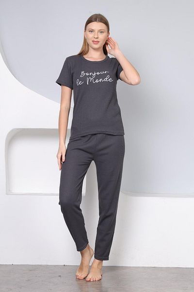 DPARİS Printed Ribbed Pajama Set