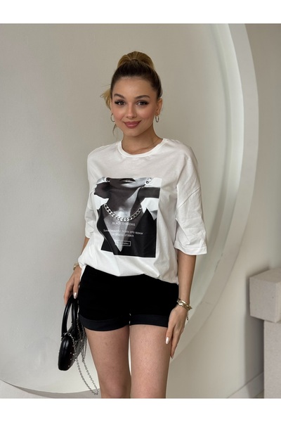 FEHUBLOOM Black Leather Belted Denim Shorts