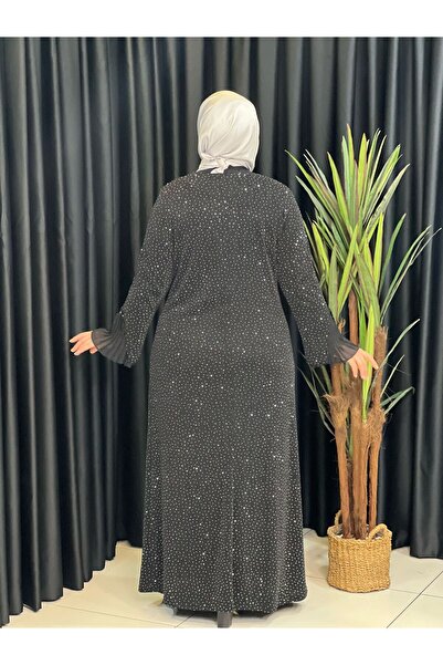 Butik büyük beden Önü Pliseli Taşlı Abiye