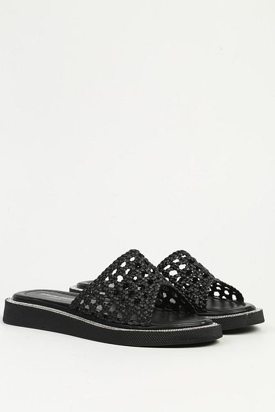 Pierre Cardin Μαύρες πλεκτές γυναικείες παντόφλες PC-7507