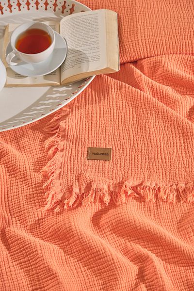 Naturosa Florin Double 4 Layer Muslin Pique/Bedspread Orange 200 X 220