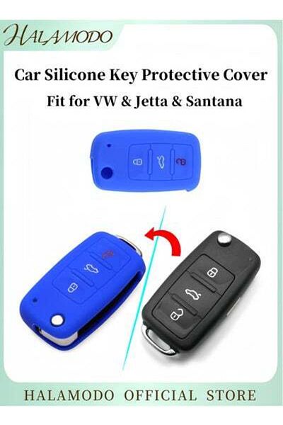 HALAMODO Car Key Cover Case Silicone Protective Key Cover Remote Flip Key FOB Case Cover with 3 Button Key Sh