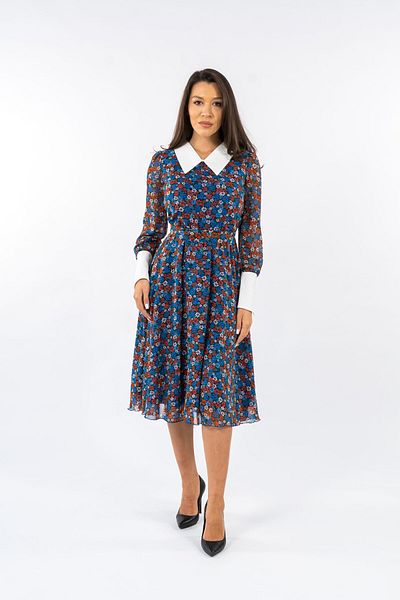 Gorgeaux Rochie Albastra Cu Imprimeu Floral Nada - 5xl(50)