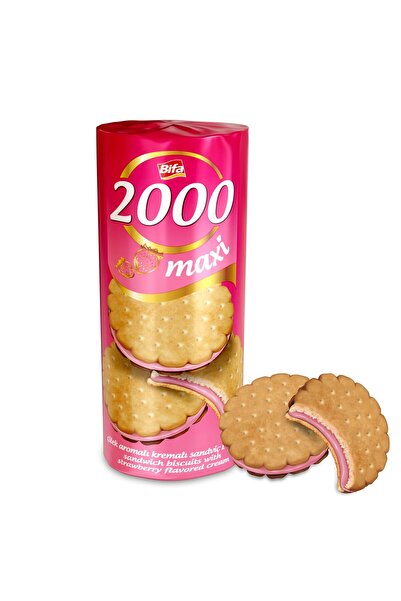 Bifa 2000 Çilekli Kremalı Sandviç Bisküvi 500gr