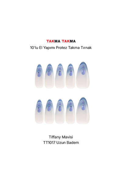 Takma Takma L Beden 10'lu Mavi Uzun Badem TT1017 Tekrar Kullanılabilir Protez...