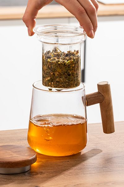 Perotti 17564 Herby Borosilicate Glass Mug with Strainer Herbal Tea Infuser 500 ml
