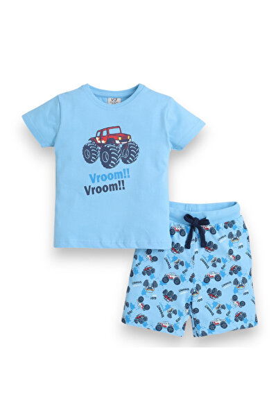 Victor and Jane - طقم بيجاما مكون من تي شيرت مطبوع وشورت مطبوع بالكامل