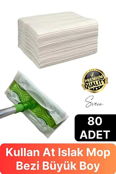 Svein 80 Adet Tak Kullan At Islak Mop Yüzey Temizlik Bezi Havlusu İz Bırakmaz...