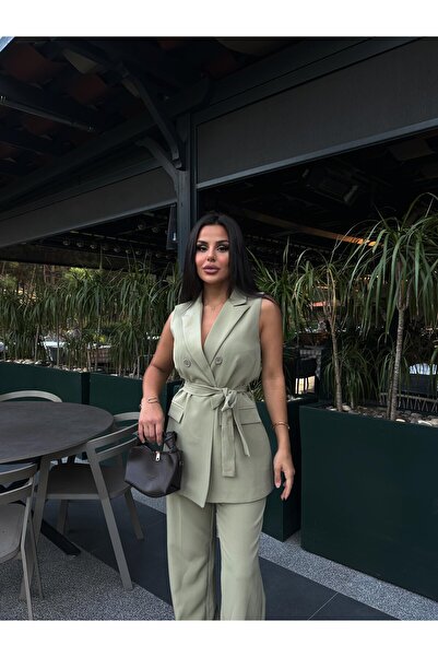 ZF BUTİK KUŞAKLI YELEK PANTOLON TAKİM