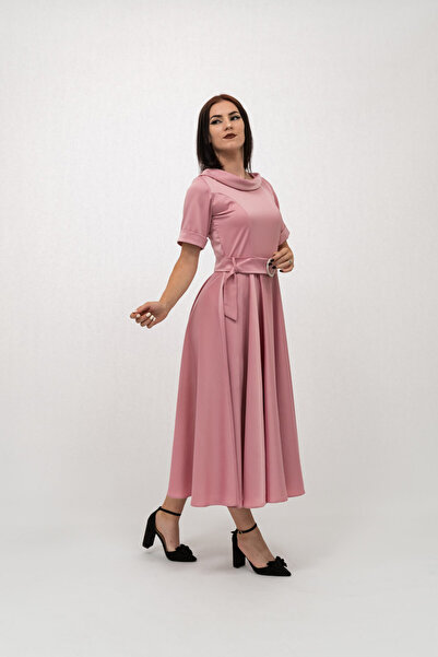 Gorgeaux Rochie Eleganta Roz cu Cordon Lara - M(38)