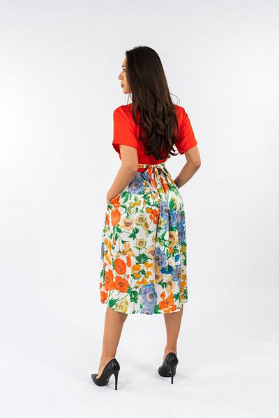 Gorgeaux Sofia Red Floral Print Dress - M(38)