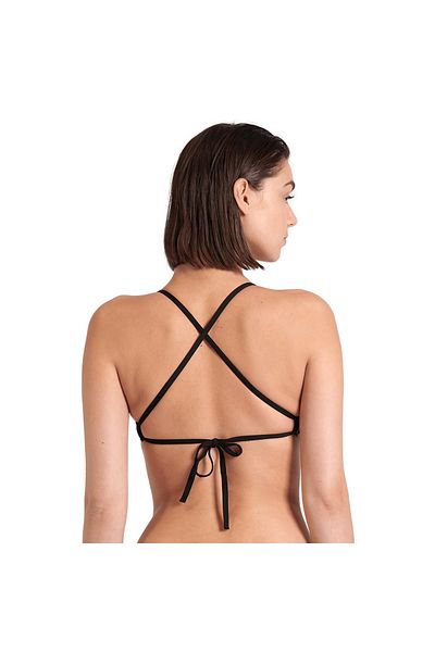 ARENA Team Swim Top Tie Back Solid Women's Black Swimmer Bikini Top 004768550
